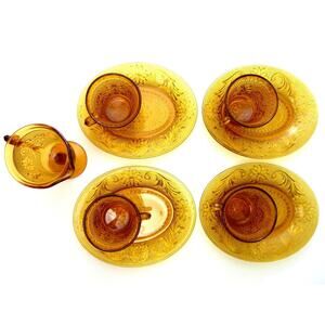 Vintage 1970s Indiana Glass Amber Hobnail Deviled Egg Dish Easter Hostess Tray